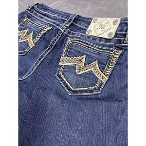 Miss Me Signature Skinny Low Rise Light Wash Embellished Jeans SZ 30x31 Stretch